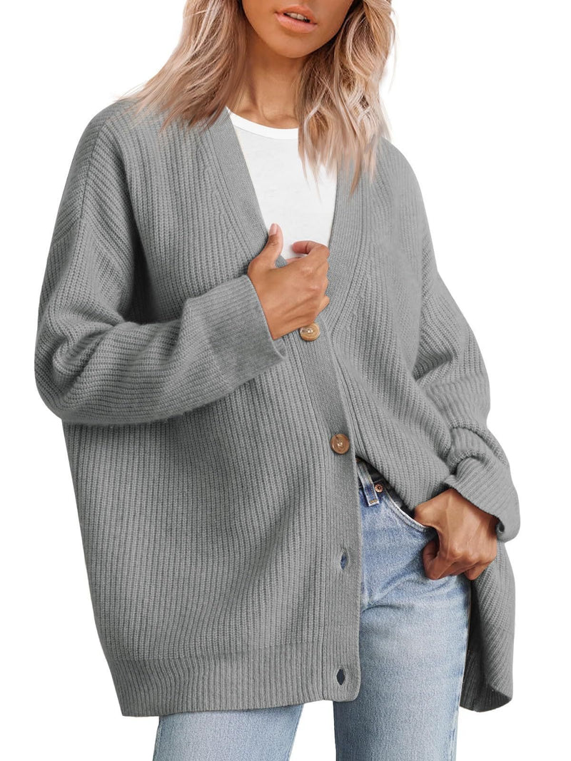 Women's Oversized V Neck Loose Cardigans Knit Outwear