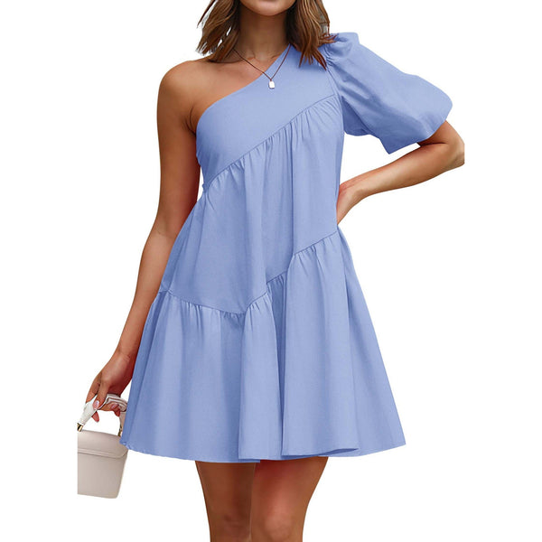 Tie Shoulder Tiered V Neck High Waist Loose Dresses