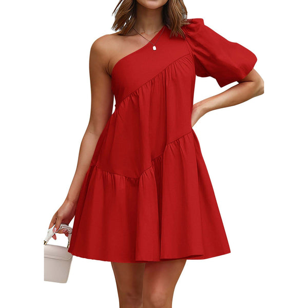 Tie Shoulder Tiered V Neck High Waist Loose Dresses