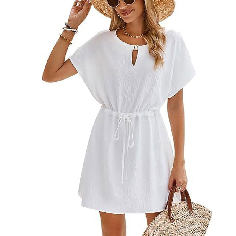 Beachwear Coverups Flowy Short Sleeve Mini Dress