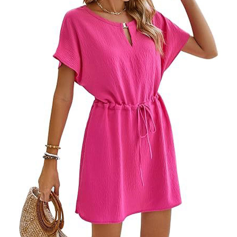 Beachwear Coverups Flowy Short Sleeve Mini Dress