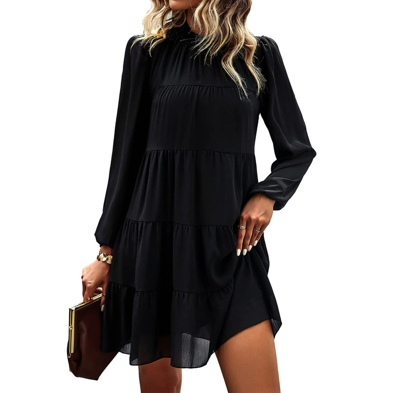 Long Sleeve Ruffle Tiered Mini Babydoll Dress