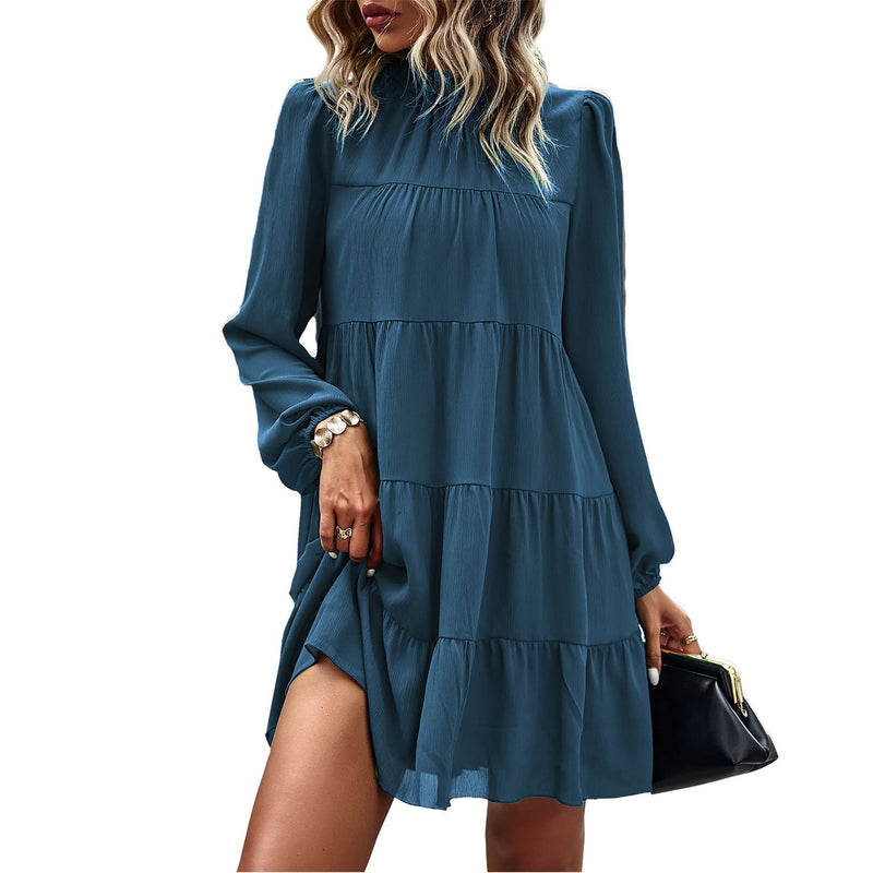 Long Sleeve Ruffle Tiered Mini Babydoll Dress