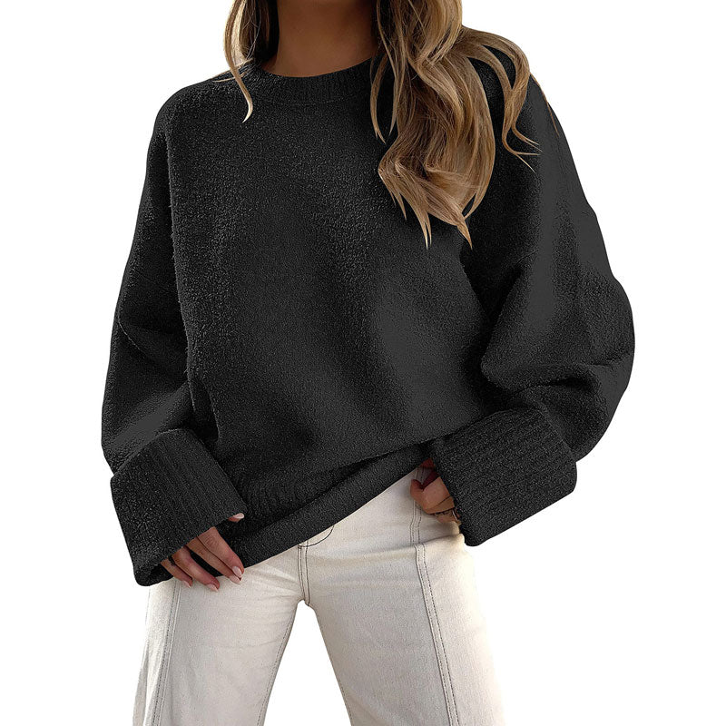 Women's Oversized Sweaters 2023 Fall Fuzzy Chunky Warm Pullover Sweater