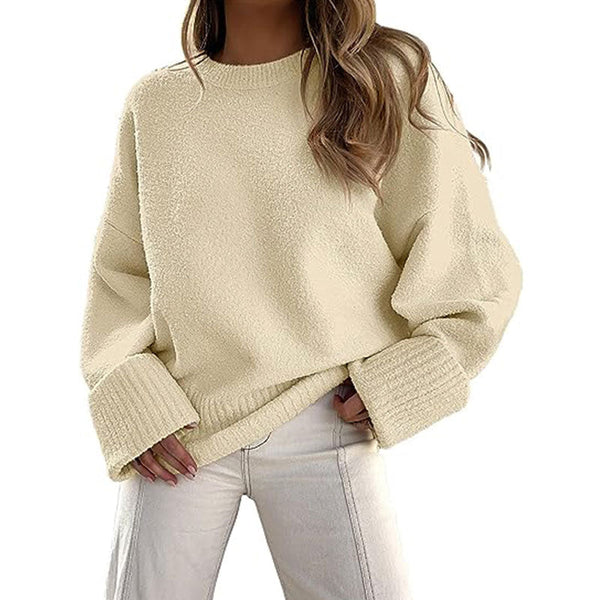 Women's Oversized Sweaters 2023 Fall Fuzzy Chunky Warm Pullover Sweater