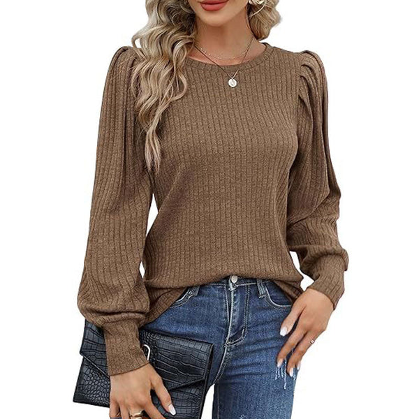 Women's Soft Puff Long Sleeve Knit Sweater