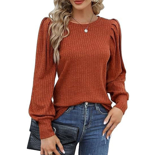 Women's Soft Puff Long Sleeve Knit Sweater