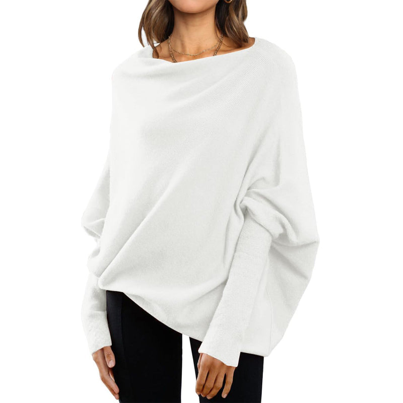 Womens Long Batwing Sleeve Boat Neck Sweaters