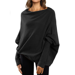 Womens Long Batwing Sleeve Boat Neck Sweaters