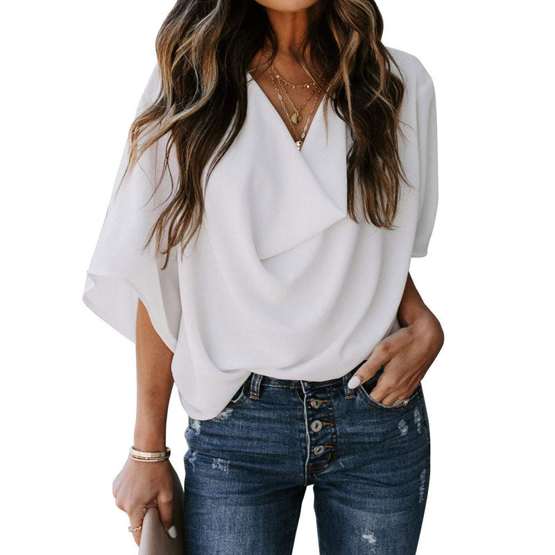 Womens Short Sleeve Chiffon Shirts and Tops