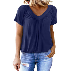 Casual Short Sleeve V Neck Tops