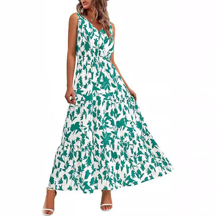 Women Casual Sleeveless Floral Long Maxi Dresses