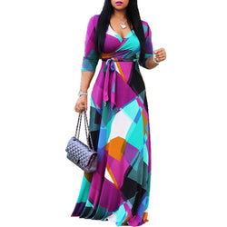 Women Casua Plus Size Maxi Dress 3/4 Sleeve