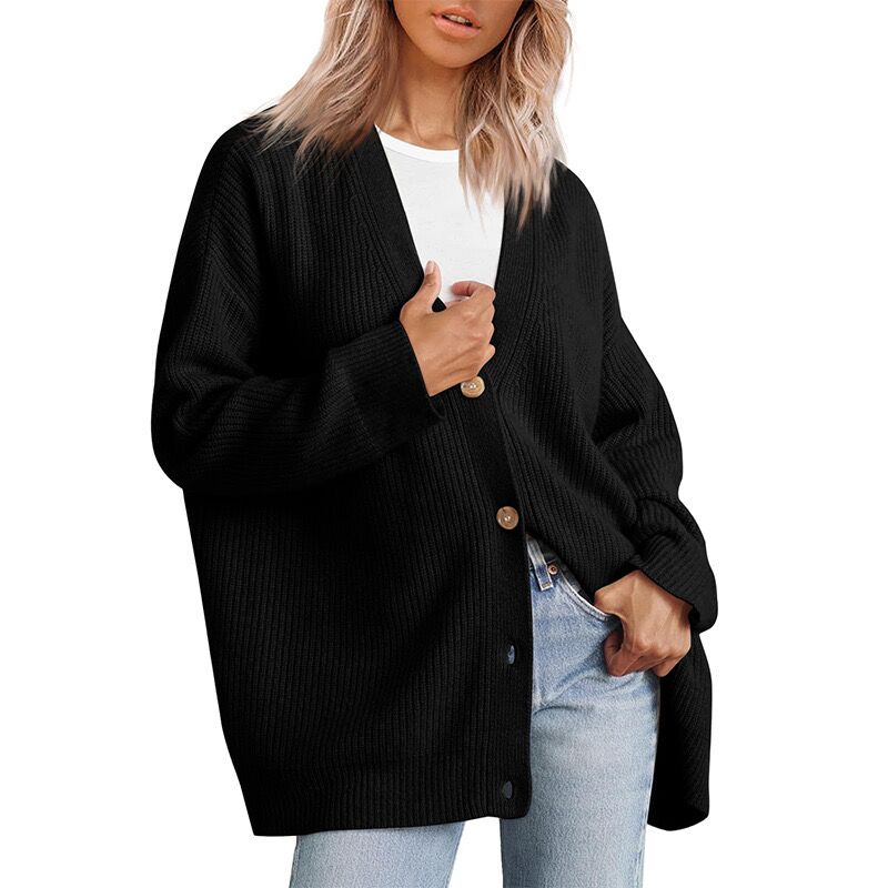 Women's Oversized V Neck Loose Cardigans Knit Outwear